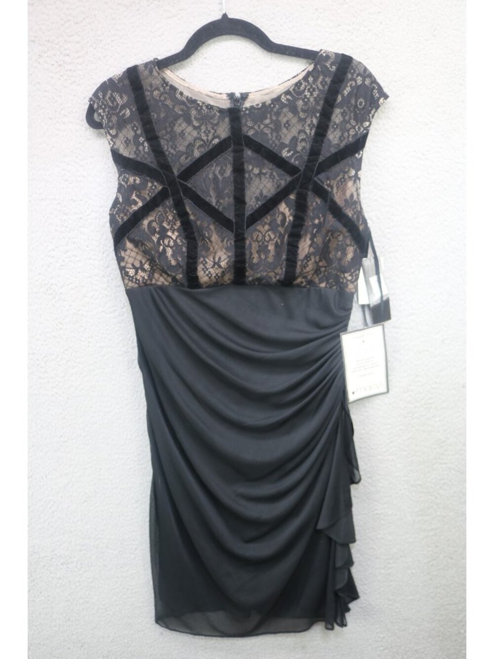 B & A by Betsy & Adam Black Lace Velvet Sheer Mesh Dress-10-NWT-Event-Cocktail